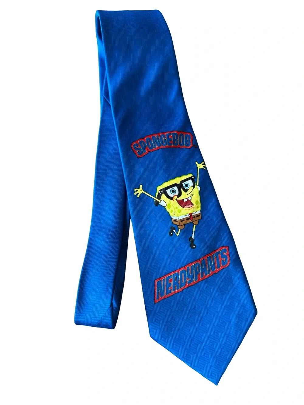 Vintage SpongeBob SquarePants Nickelodeon Blue Silk Necktie 3.75” Wide Cartoon